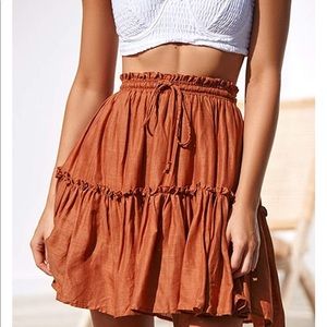 Caramel flowy skirt with draw string